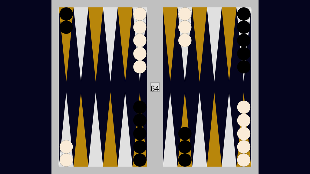 A backgammon board in starting position.